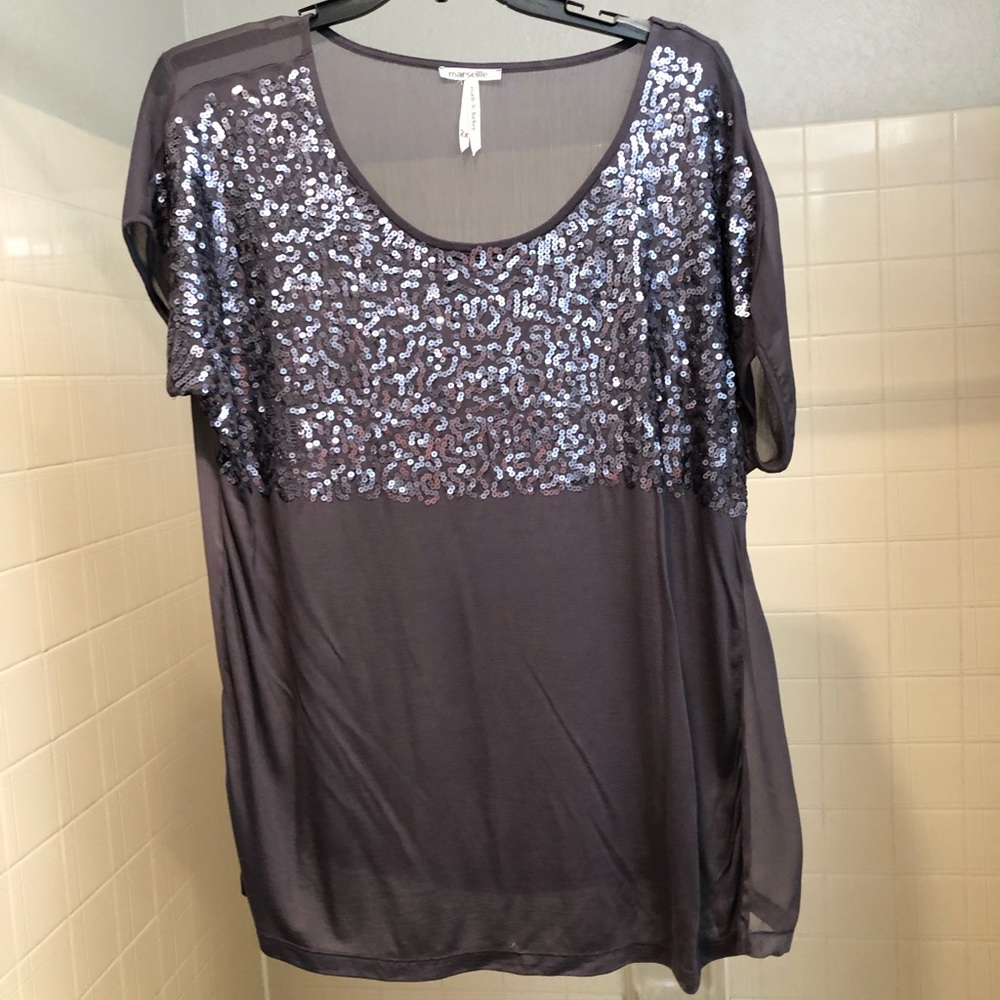 Sheer sequence shirt